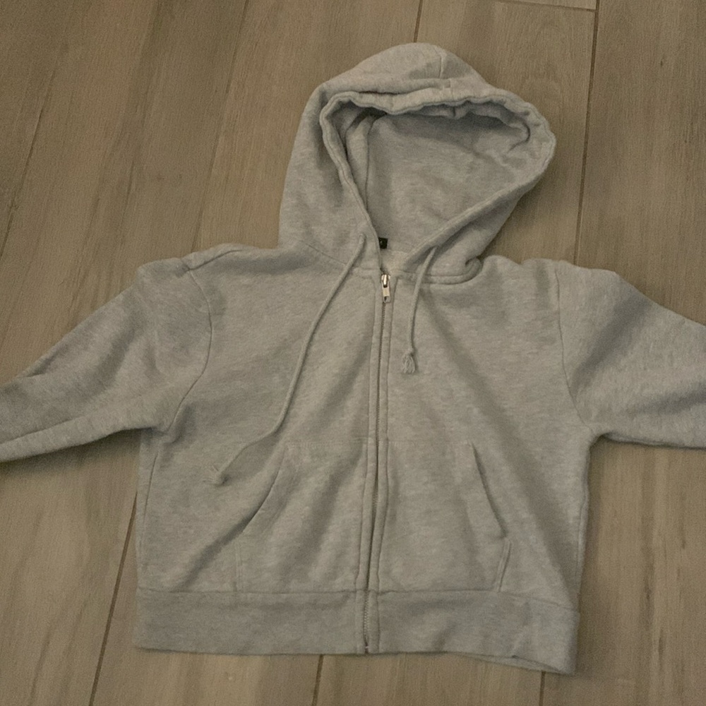 Grey cropped brandy Melville hoodie